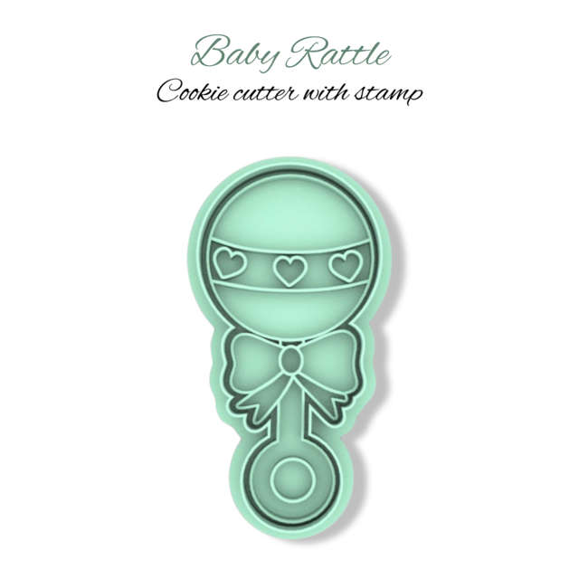 Baby Rattle cookie cutter with stamp