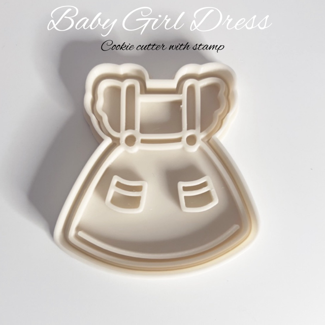 Baby Girl Dress cookie cutter with stamp