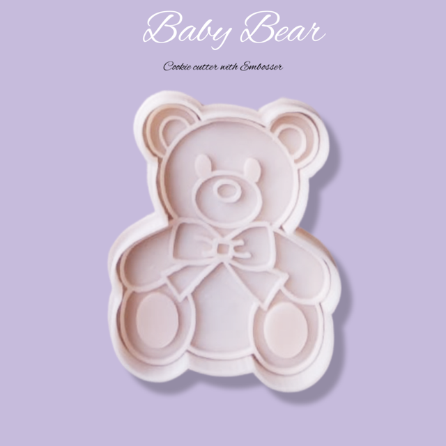 Baby Bear cookie cutter with stamp