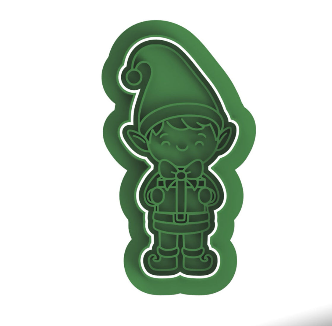 Elf cookie cutter with stamp