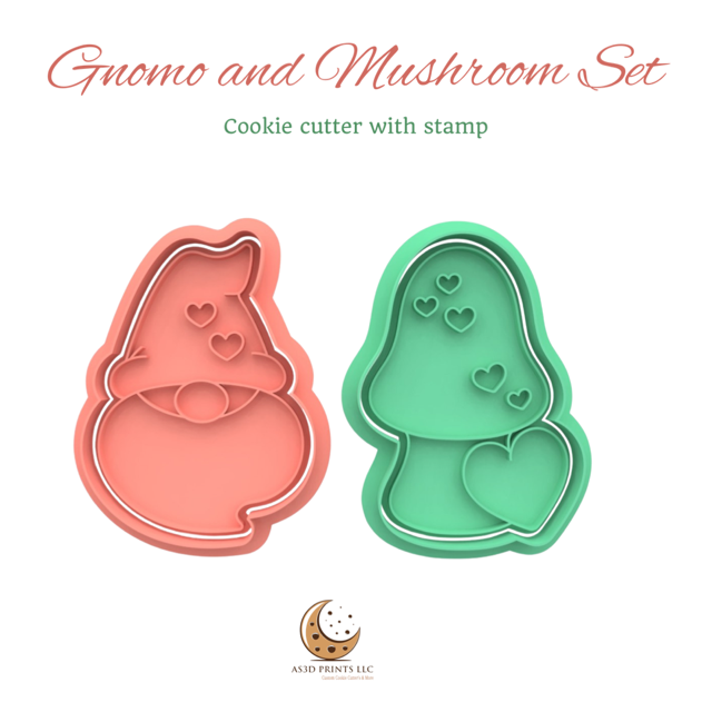 Gnomo and Musharoon Set cookie cutter with stamp