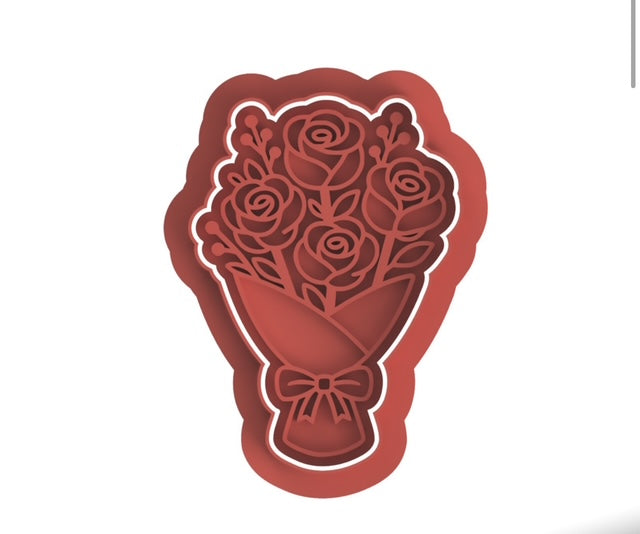 Bouquet Flower cookie cutter with stamp