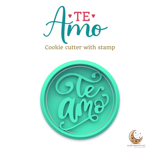 Te Amo cookie cutter with stamp