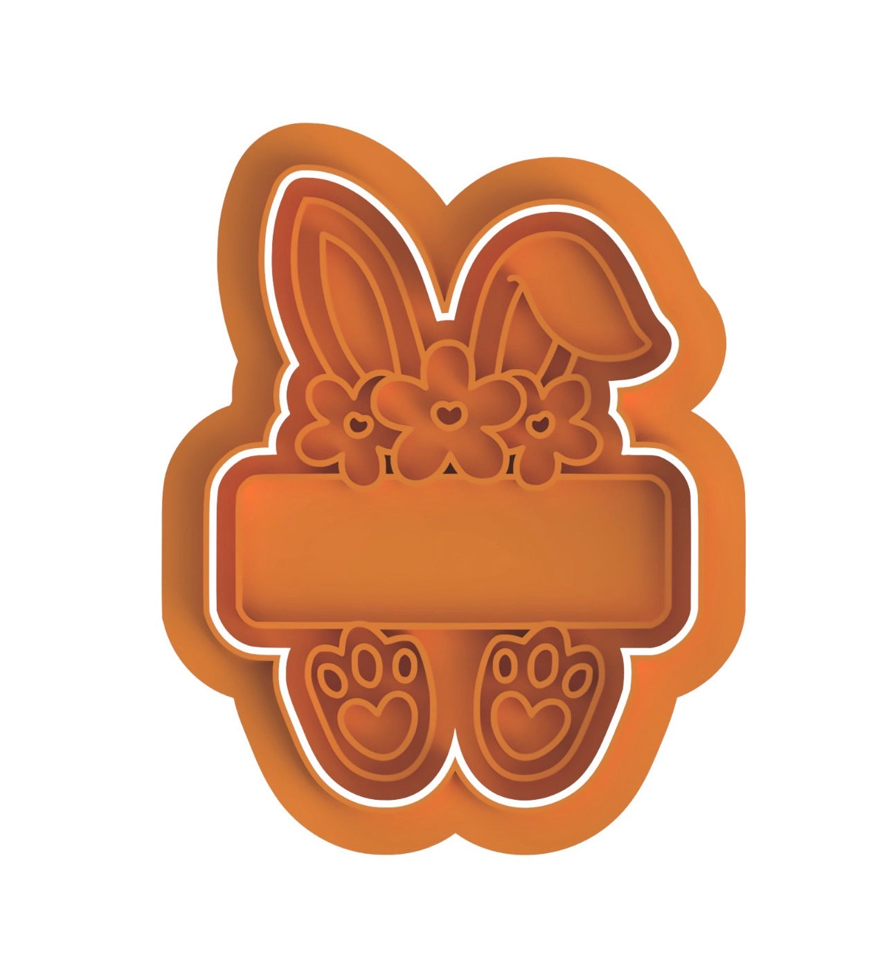 Easter bunny girl plaque cookie cutter with stamp