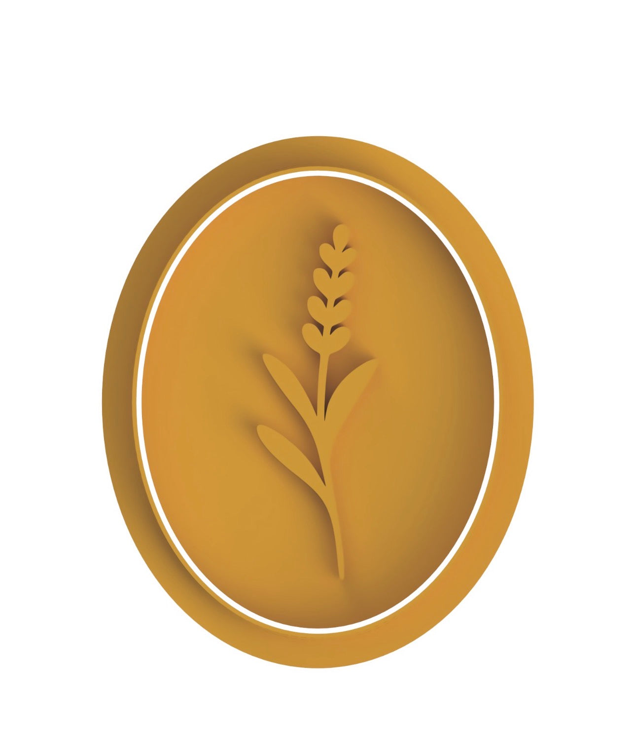 Oval lavender floral cookie cutter with stamp