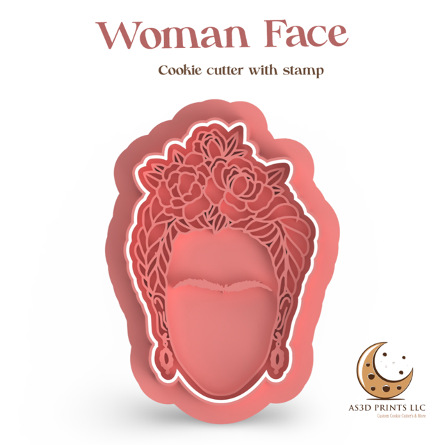 Woman Faces cookie cutter with stamp