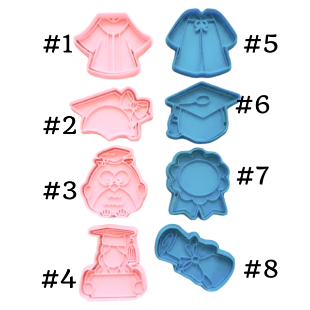 Graduation cookie cutter with stamp