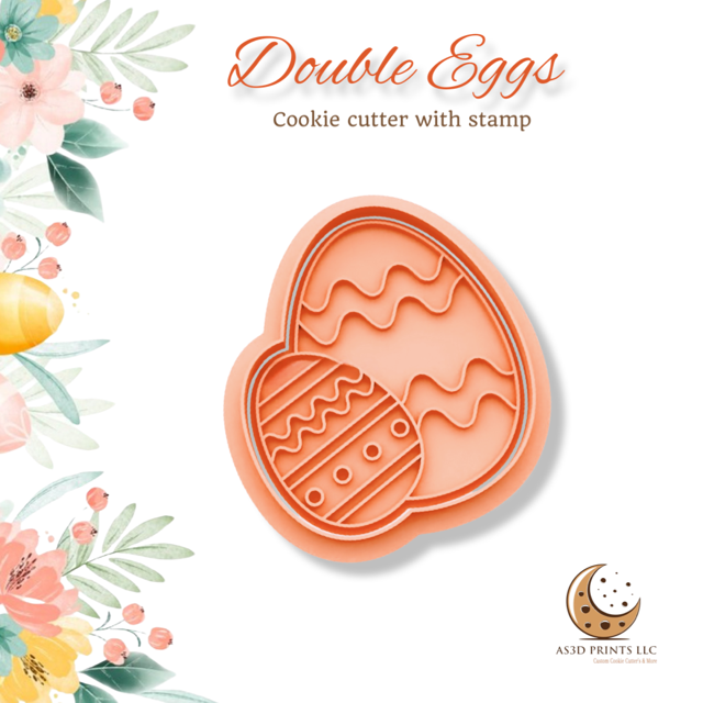 Double Eggs cookie cutter with stamp
