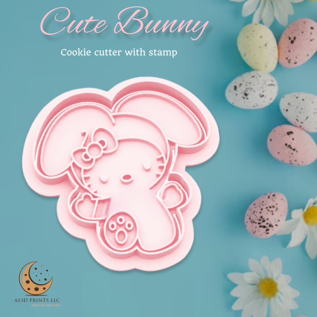 Cute Bunny cookie cutter with stamp