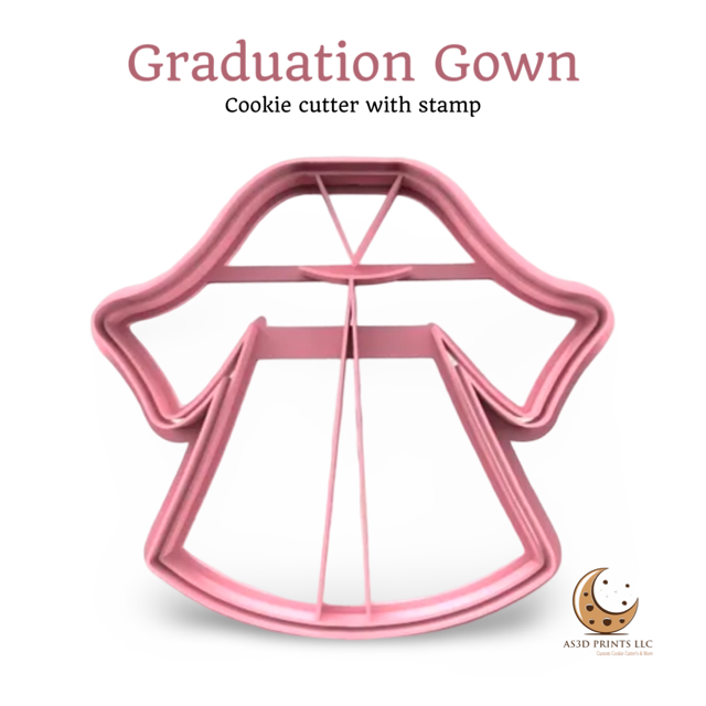 Graduation Gown cookie cutter with stamp