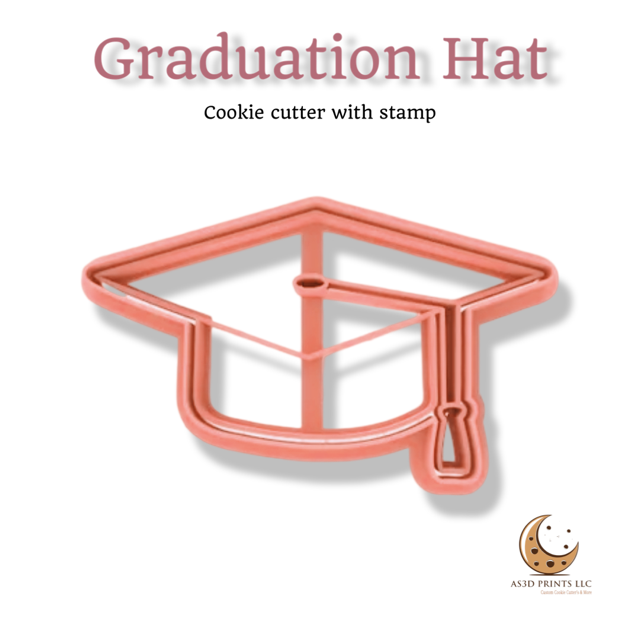 Graduation Hat cookie cutter with stamp