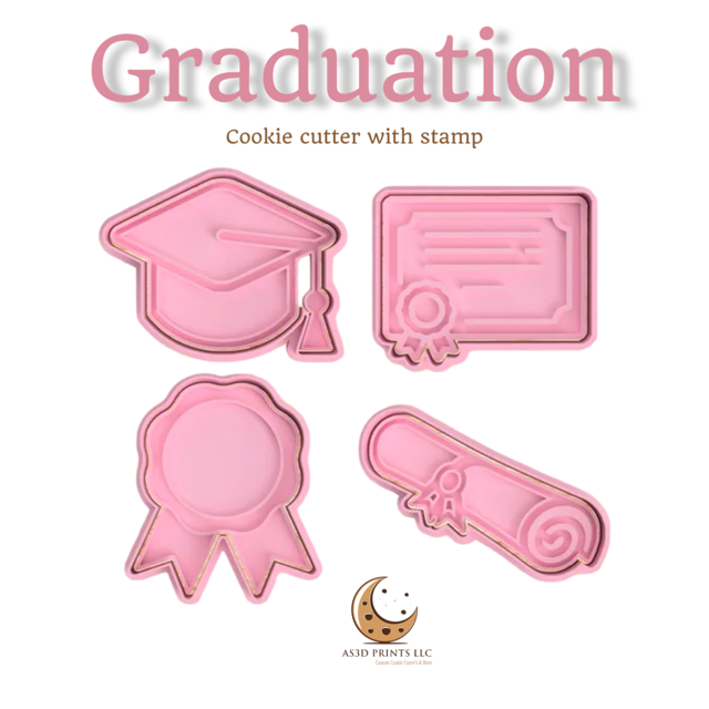 Graduation cookie cutter with stamp