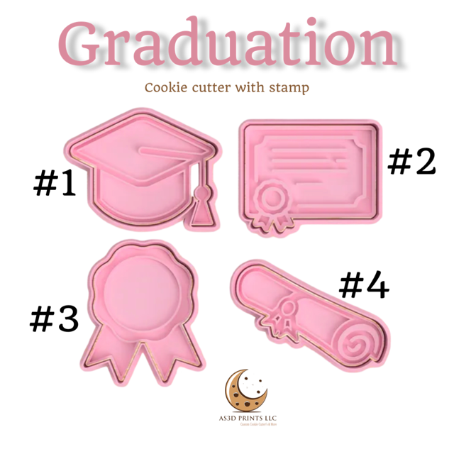 Graduation cookie cutter with stamp
