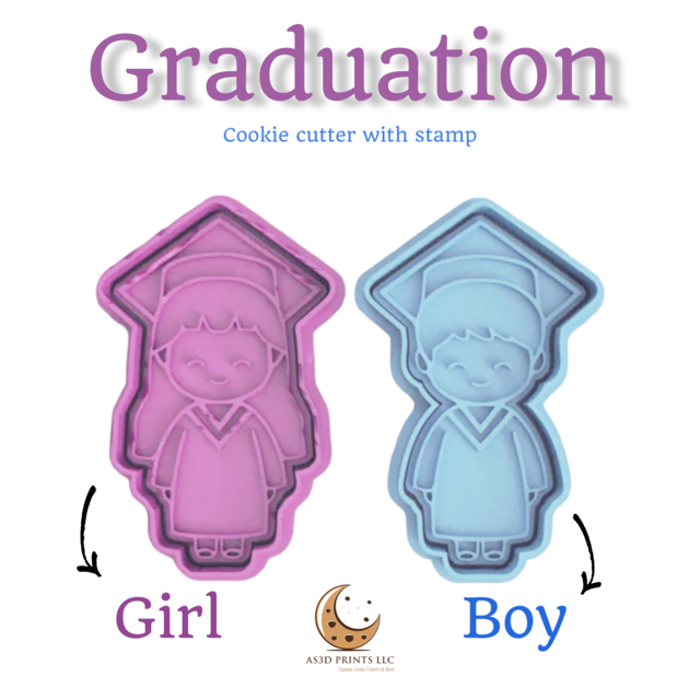Graduation cookie cutter with stamp