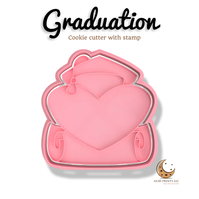 Graduation cookie cutter with stamp