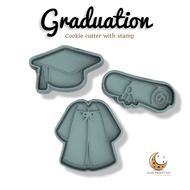 Graduation cookie cutter with stamp