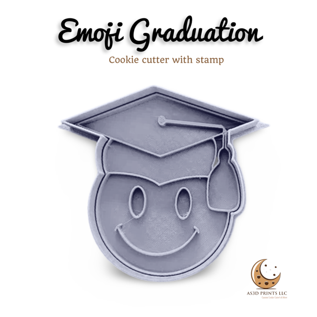 Emoji Graduation cookie cutter with stamp