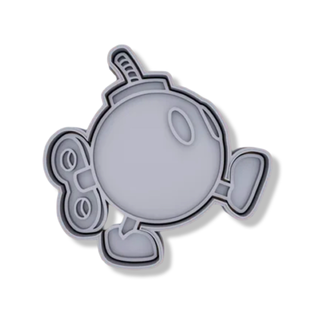 Bob-omb Super Mario cookie cutter with stamp