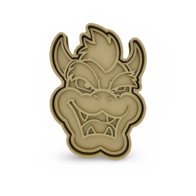 Bowser face 2 Super Mario cookie cutter with stamp