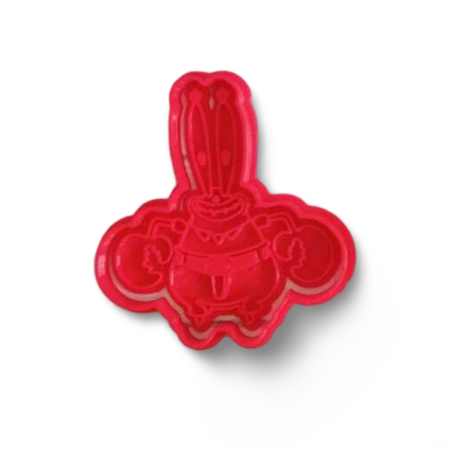 Mr. Krabs cookie cutter with stamp