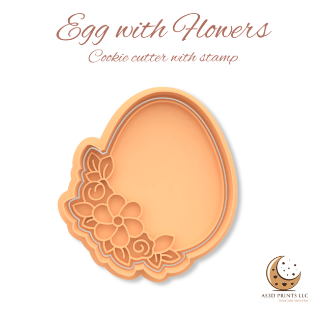 Eggs with Flowers cookie cutter with stamp
