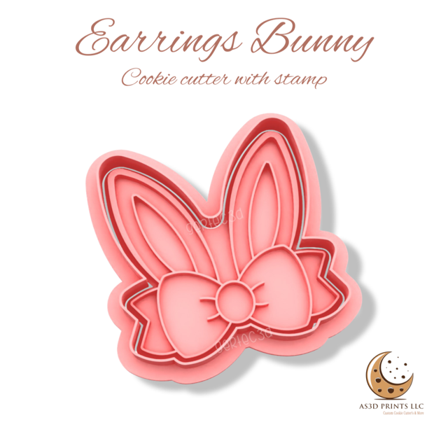 Earrings Bunny cookie cutter with stamp