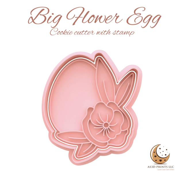 Big Flower Eggs cookie cutter with stamp