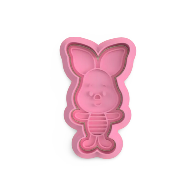 Piglet cookie cutter with stamp