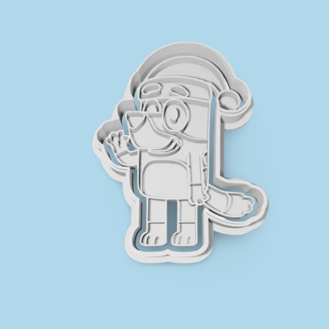 Bluey Christmas cookie cutter with stamp