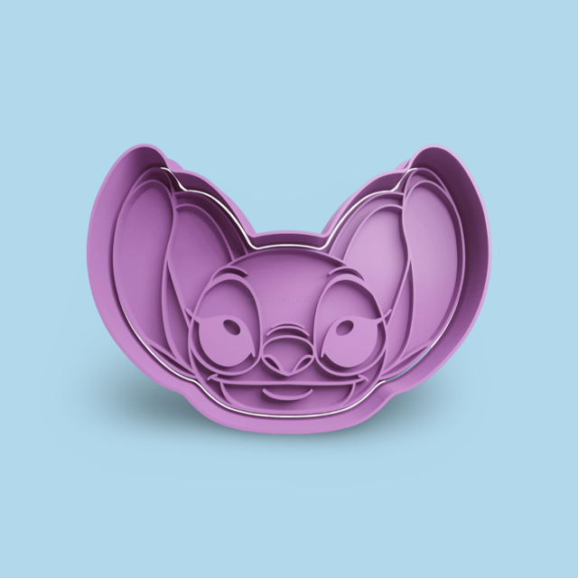 Angel-Lilo Stitch cookie cutter with stamp