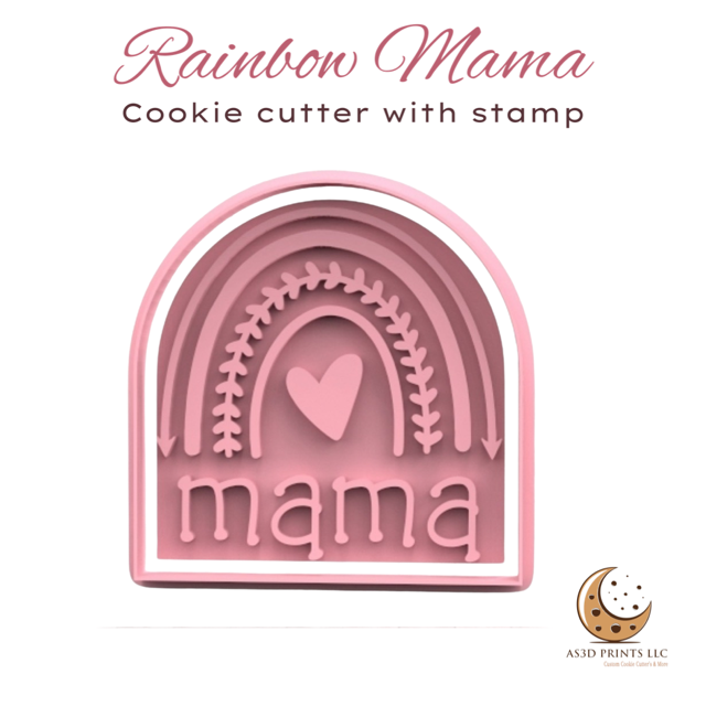 Rainbow Mama cookie cutter with stamp