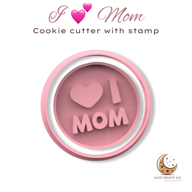 I Love You cookie cutter with stamp