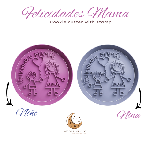 Felicidades Mama cookie cutter with stamp