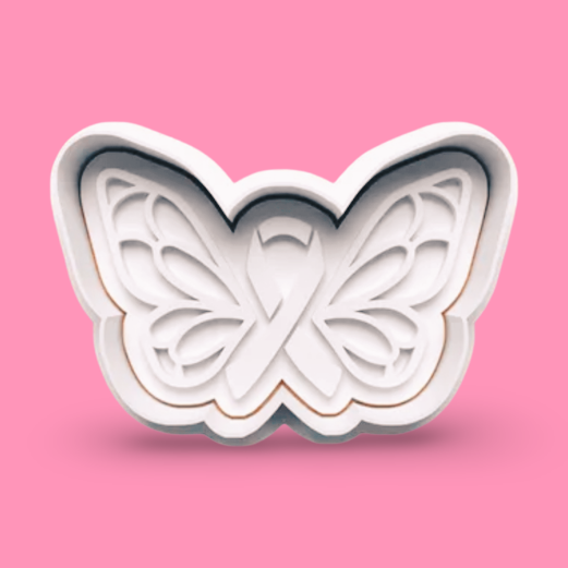 Breast Cancer cookie cutter with stamp