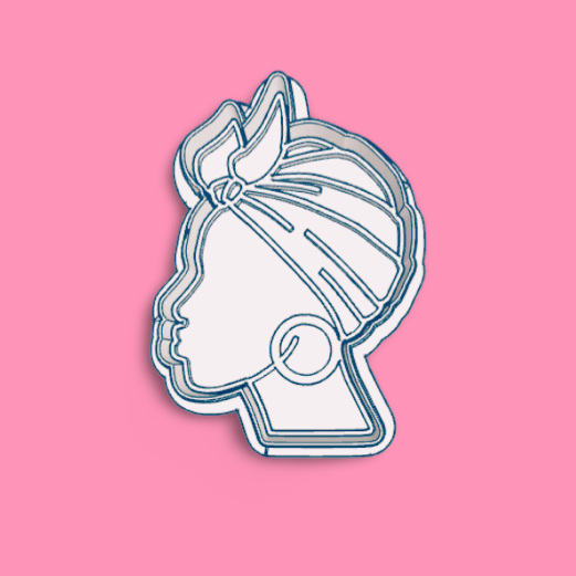 Woman Face cookie cutter with stamp