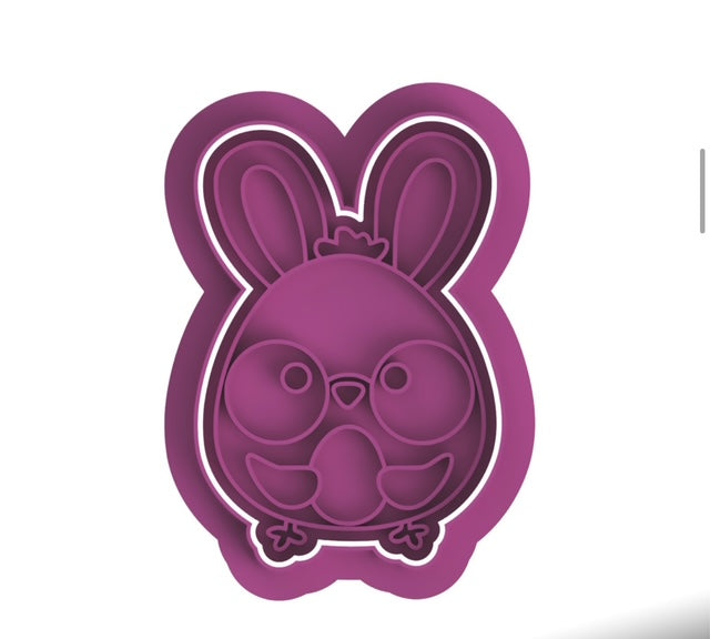 Rabbit Egg cookie cutter with stamp