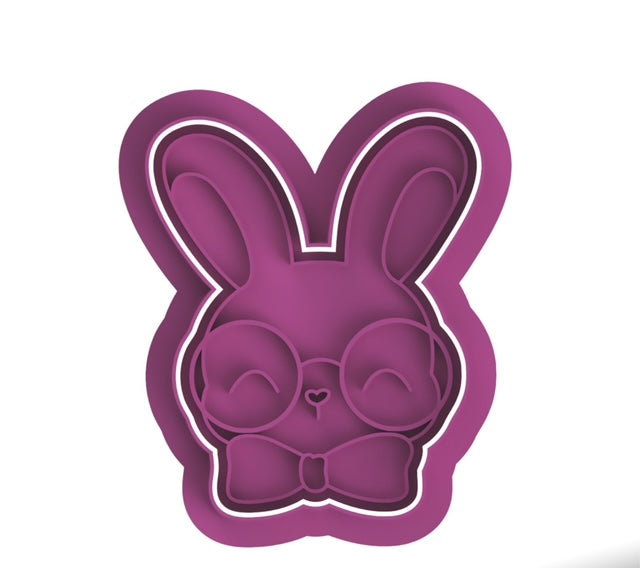 Bunny Face cookie cutter with stamp