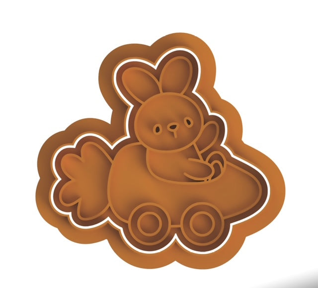 Bunny with carrot cutter with stamp