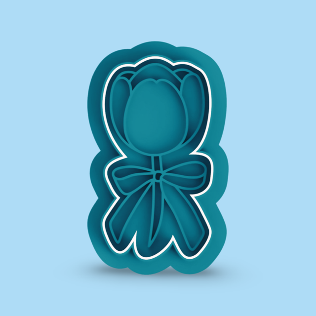 Flower cookie cutter with stamp