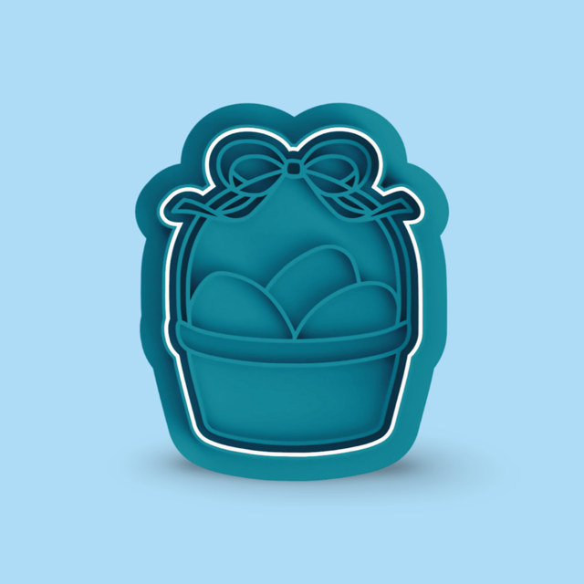 Egg cookie cutter with stamp