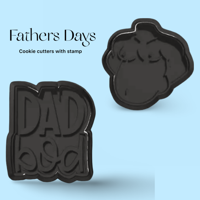 Dad bod Set 2 cookie cutter with stamp