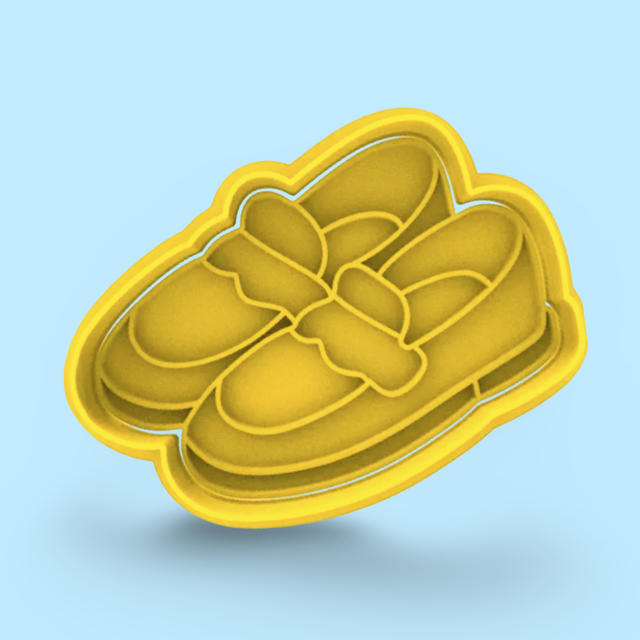 Shoe cookie cutter with stamp