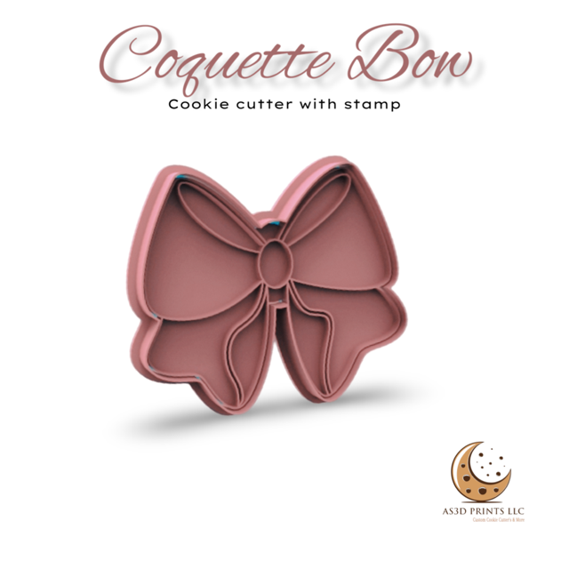 Coquette Bow cookie cutter with stamp