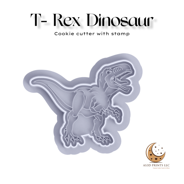 T- Rex Dinosaur cookie cutter with stamp