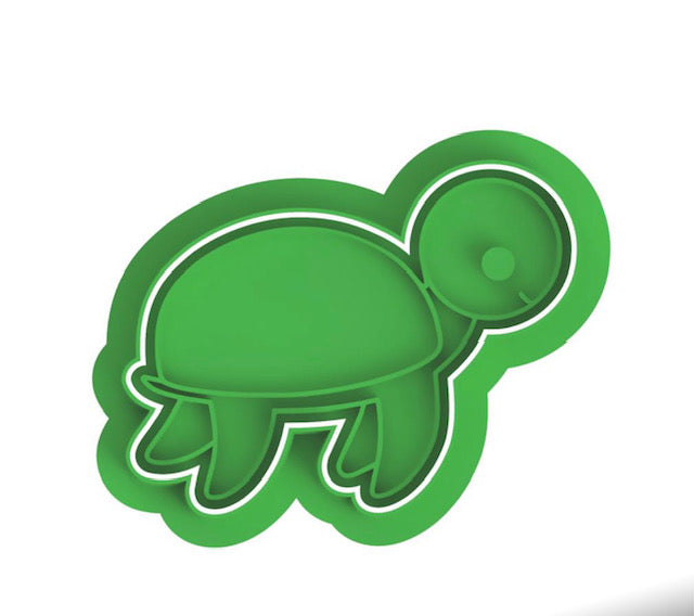Turtle cookie cutter with stamp