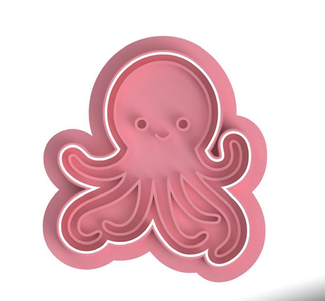 Octopus cookie cutter with stamp