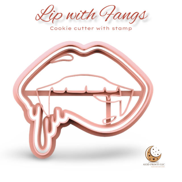 Lip with Fangs cookie cutter with stamp