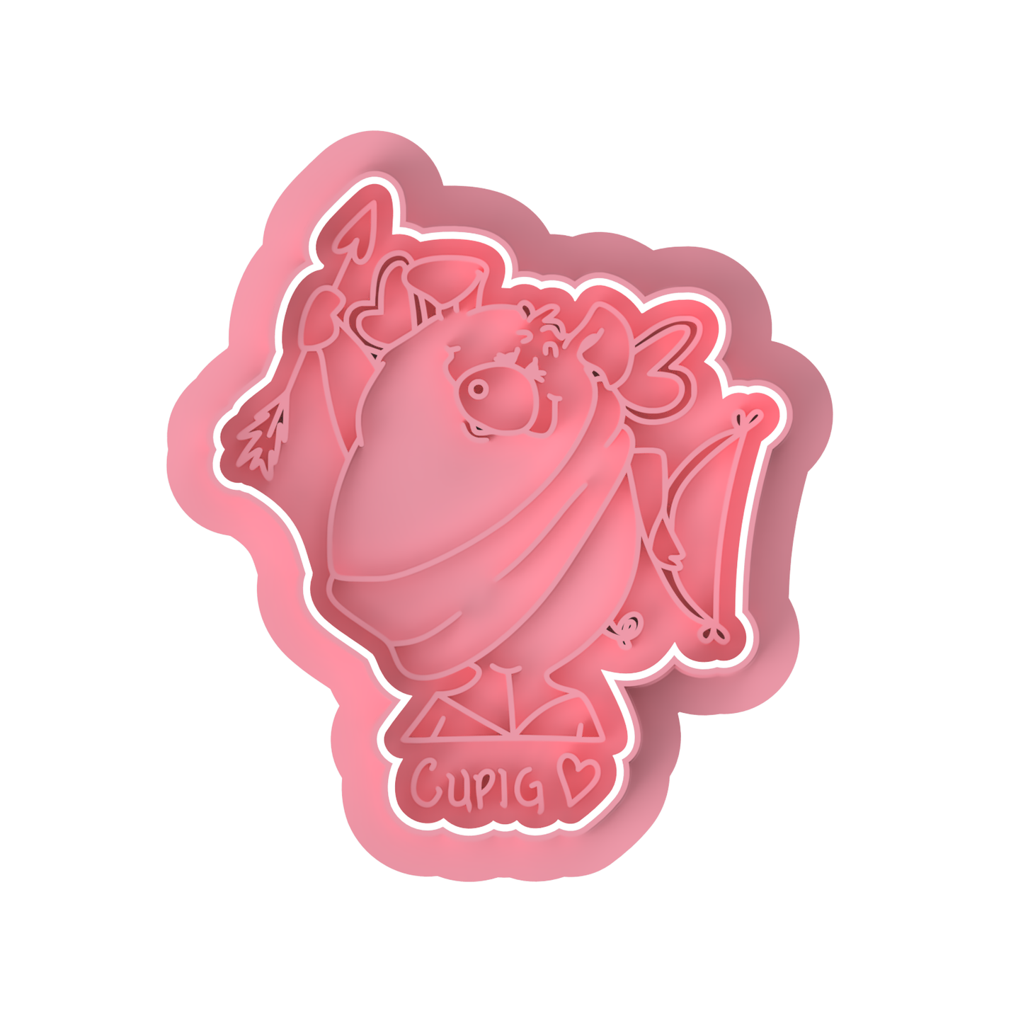 Valentine Pig cookie cutter with stamp
