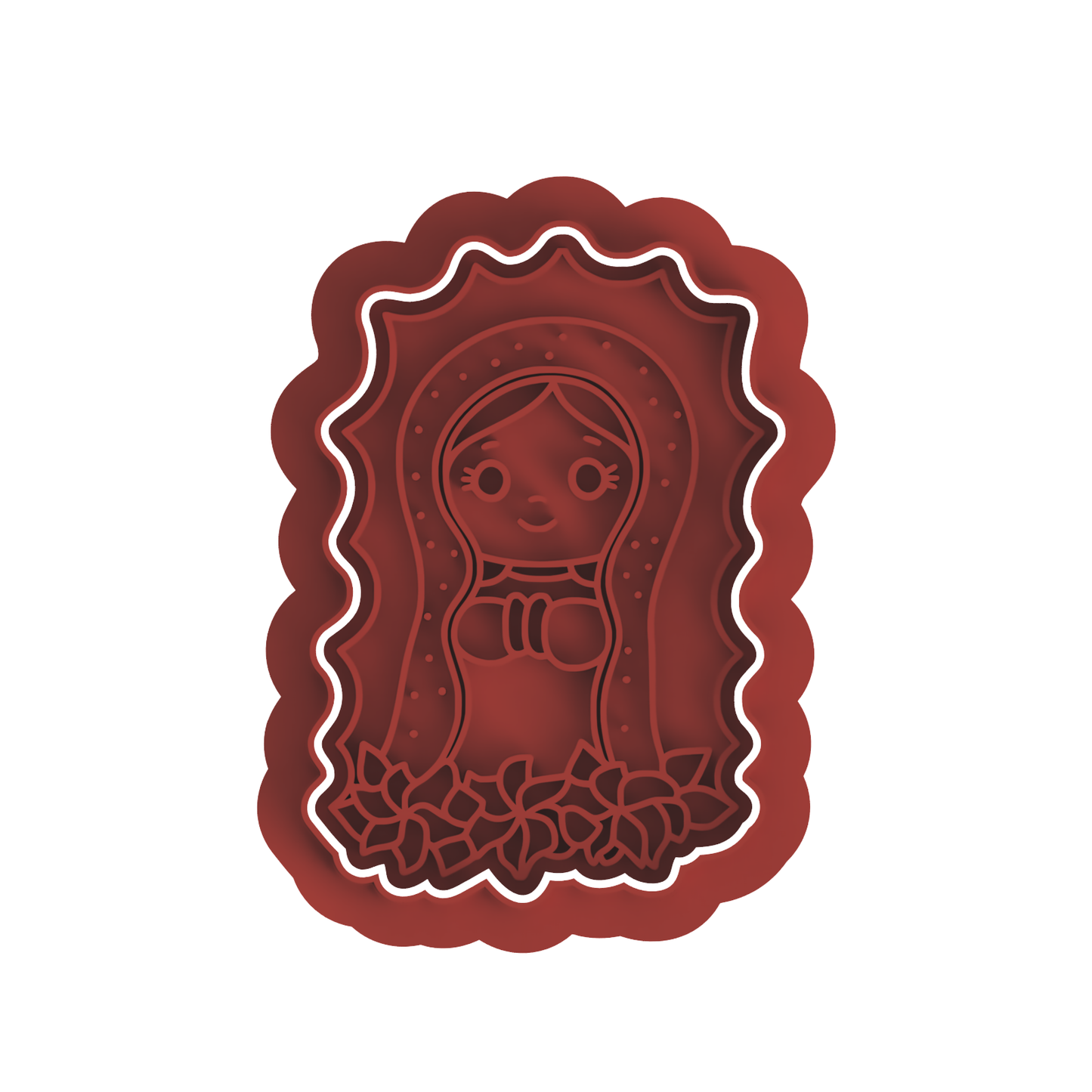 Virgin with Flowers cookie cutter with stamp