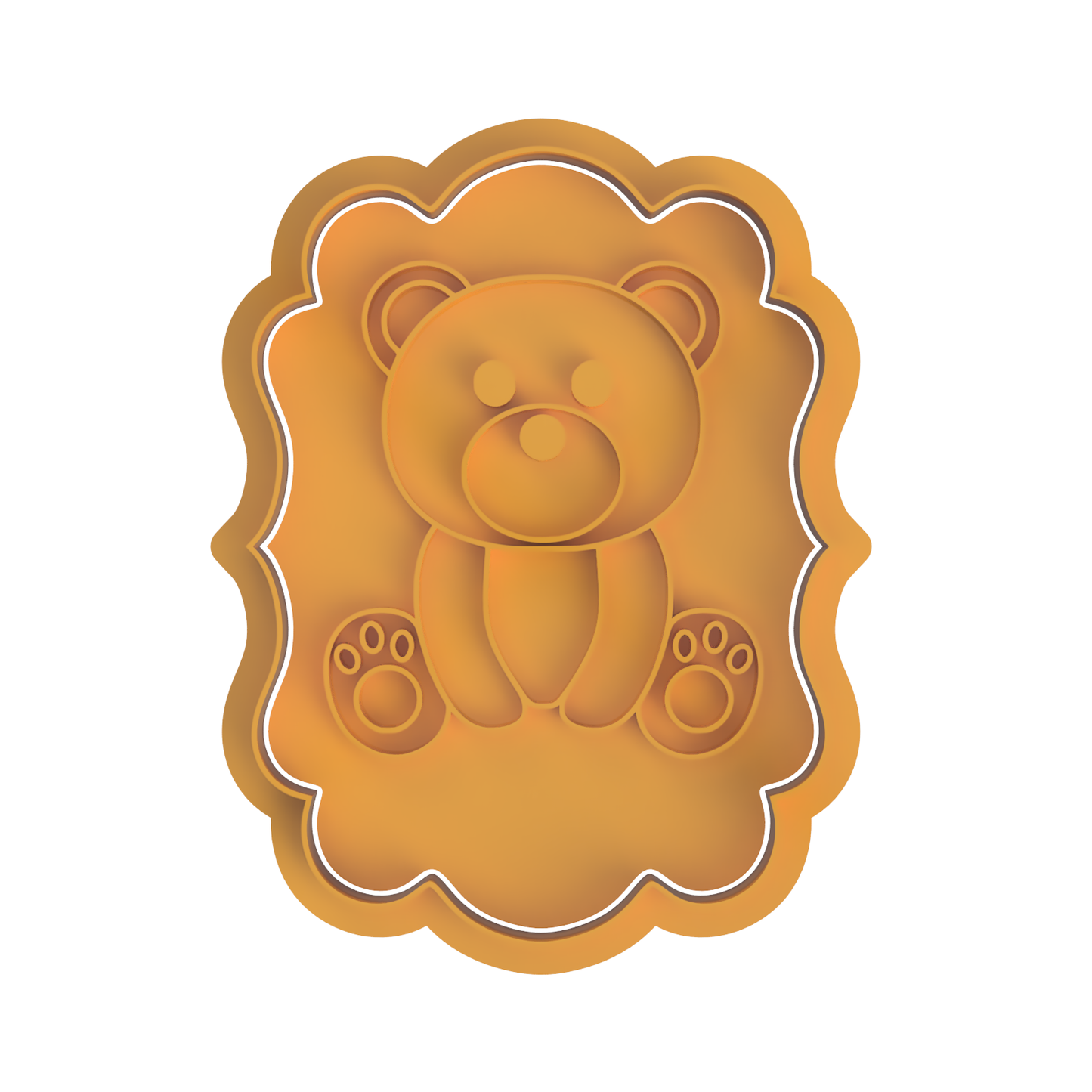 Bear with plaquet cookie cutter with stamp